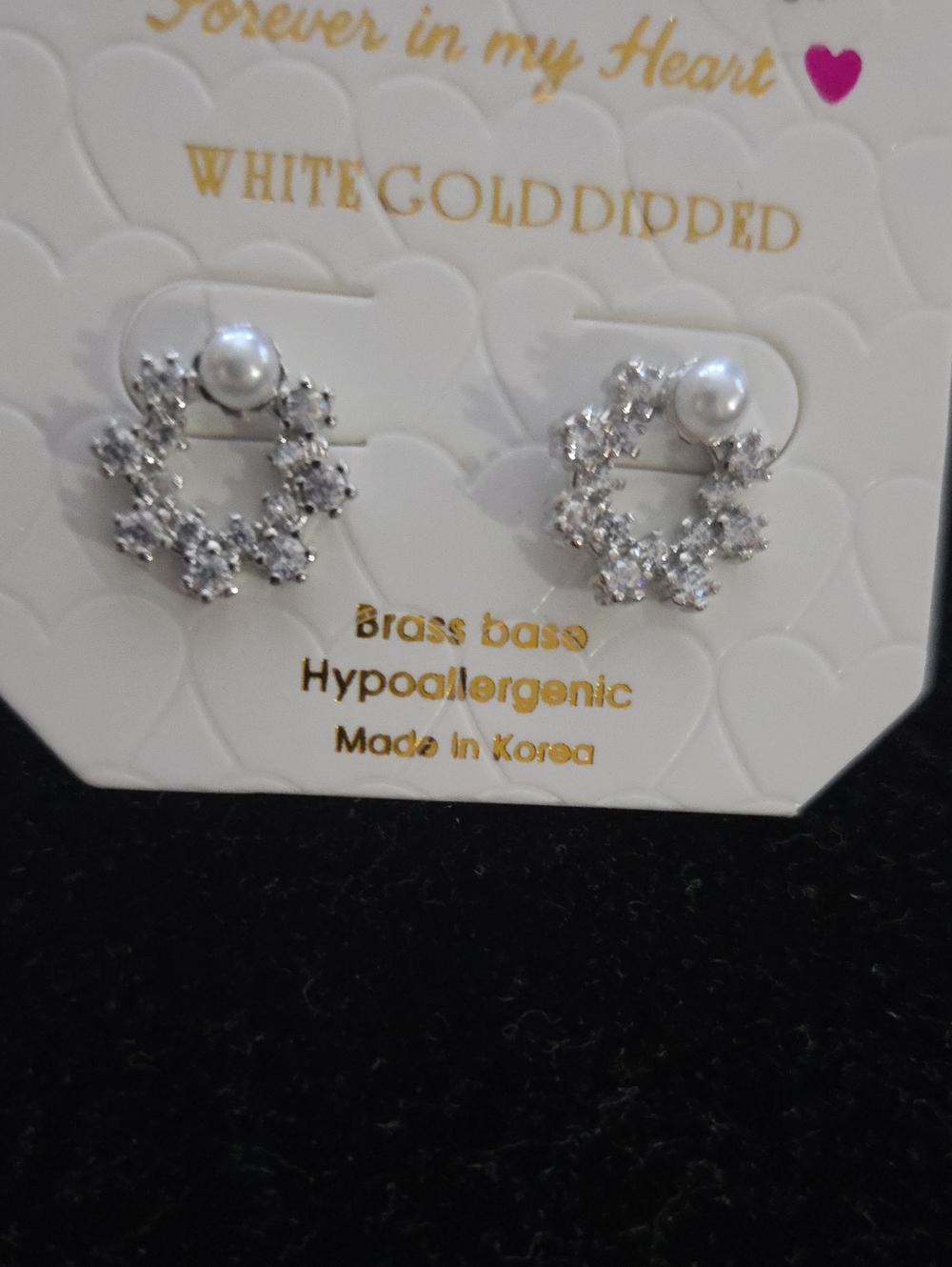 Silver Pearl Crystal Earrings NWT